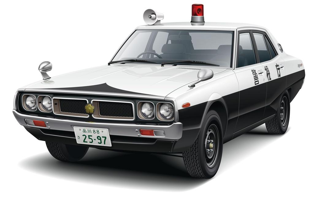 Aoshima Bunka Kyozai Серия Модельных Автомобилей Nissan GC110 Skyline Полицейская Машина Пластиковая Модель 1/24 №SP `72 (Автомобиль)