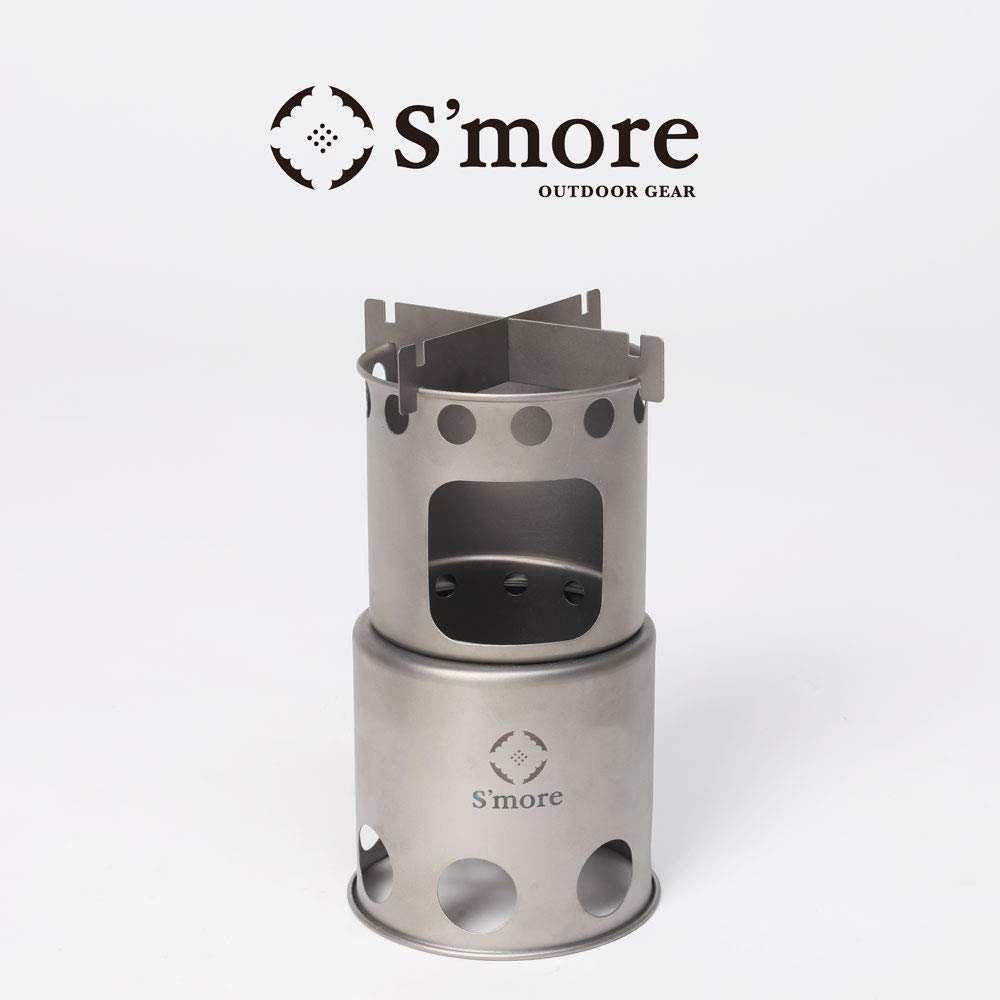 Титановая походная печь-chimney S'more, кострище, костер, одиночный кемпинг, посуда, уличная печь-chimney, компактная, с отверстием для угля