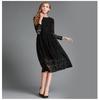 Plus Size Female Summer Dresses Female Round Neck Lace Long Sleeve Dress Slim Fit Midi Dress
