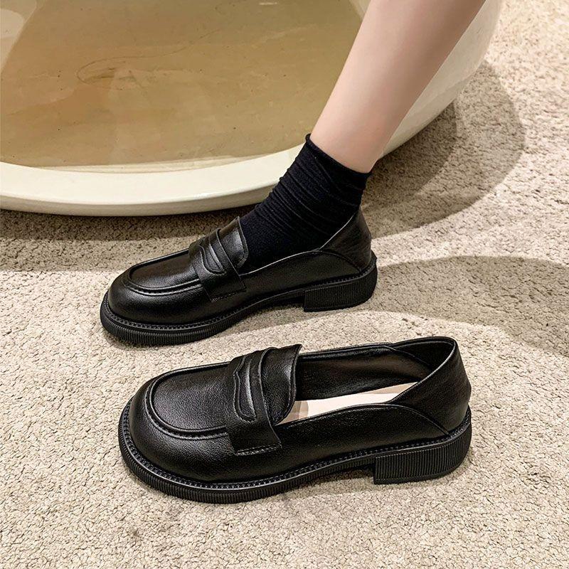 Soft Leather Small Leather Shoes Women's 2025 Summer British Style New Black Soft-soled Work Flat Spring and Autumn Comfortable Loafers