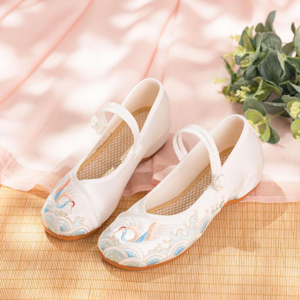2024 Summer Silk Satin Retro Cheongsam Hanfu Women's Shoes