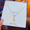 2026 Dreamy Moon Star Pearl Pendant Necklace - Gold Plated Zircon Celestial Tassel Collarbone Chain for Women Elegant Jewelry