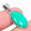 Natural Chrysoprase Gemstone 925 Solid Sterling Silver Gift Pendant 1.25" U9r77