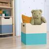 Wooden Storage Box Model 4 - Handles - Turquoise Blue and Natural Wood - 33 X 33 X 37 Cm