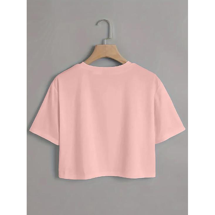 Women's round-neck short top T Shirt | Ethnic-style painted butterfly and floral combination print | High-waisted, cropped, tight-fitting, slim-fit