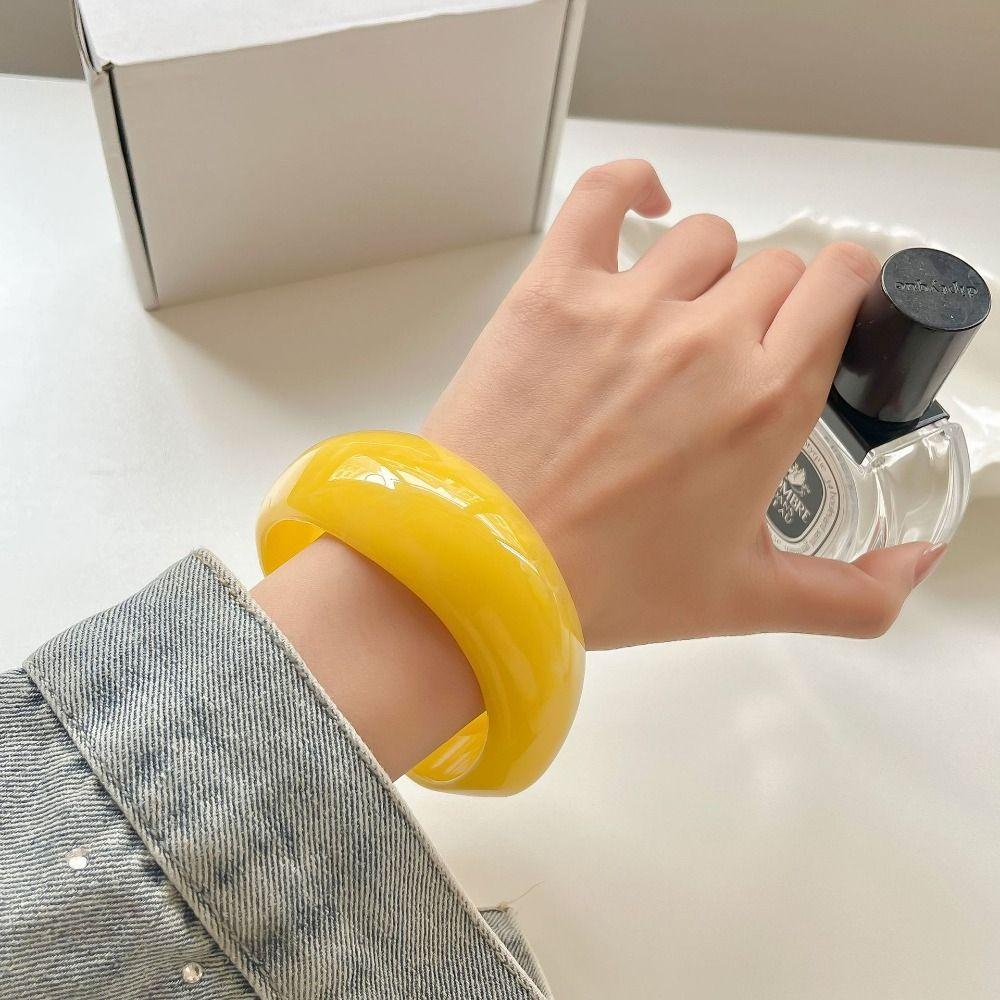 Bohemian Acrylic Bangle Shiny Transparent  Hand Ring Simple Irregular Wide Bracelet  Girls