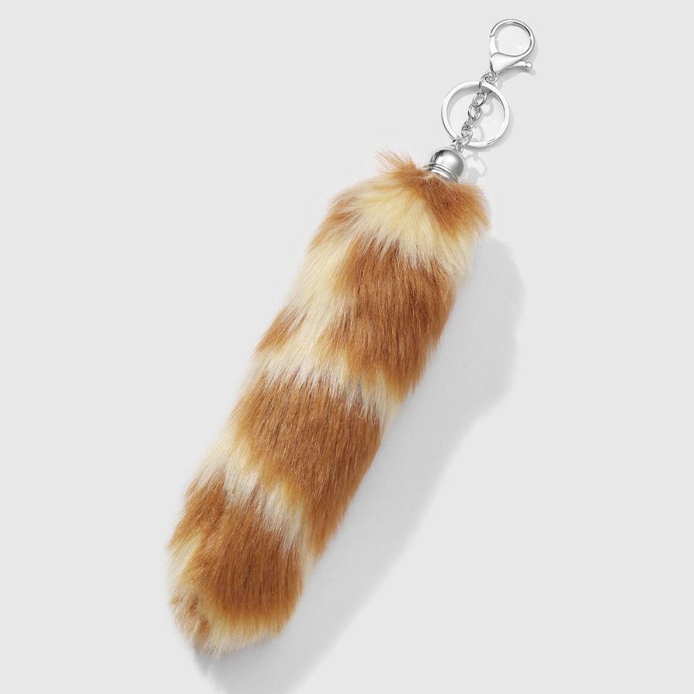 Retro Tail Hanging Keychain Long Hair Plush Tail Keyring Sweet Cool Bag Charms Purse Handbag
