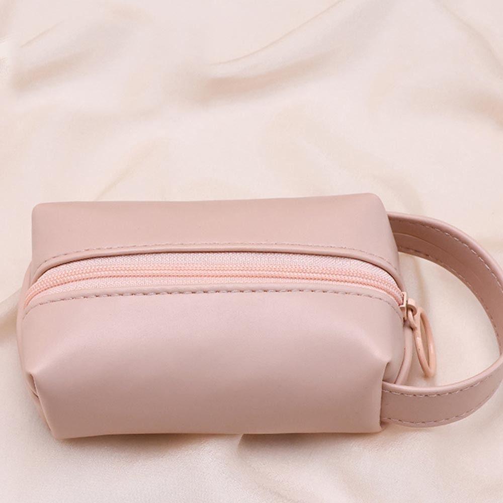 Portable PU Makeup Bag Handle Travel Toiletry Bag Simple Mini  Cosmetic Bag  Camping