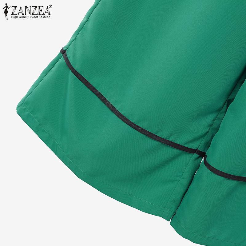 ZANZEA Женский летний комплект из двух частей: блузка с коротким рукавом и брюки