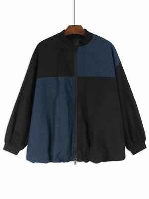 Куртки с карманами-молниями в стиле пэчворк контрастного цвета LJ1057