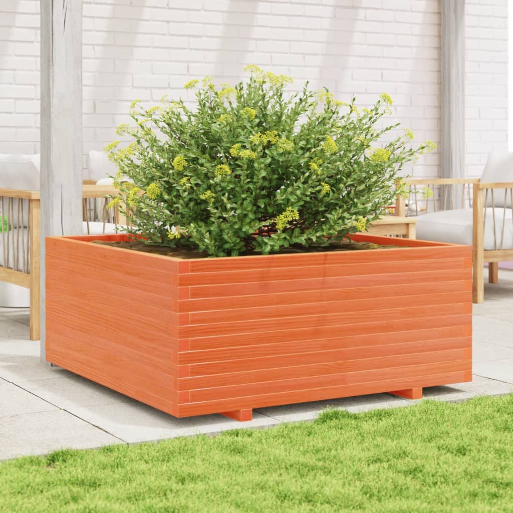Plant Pot Wax Brown 110 x 110 x 49.5 cm Solid Pine Wood