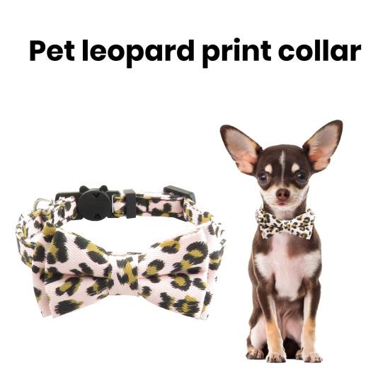 Ошейник для домашних животных с леопардовым принтом и колокольчиком, легкая ткань, цепочка на шею кошки, масштабируемый ожерелье для домашних животных