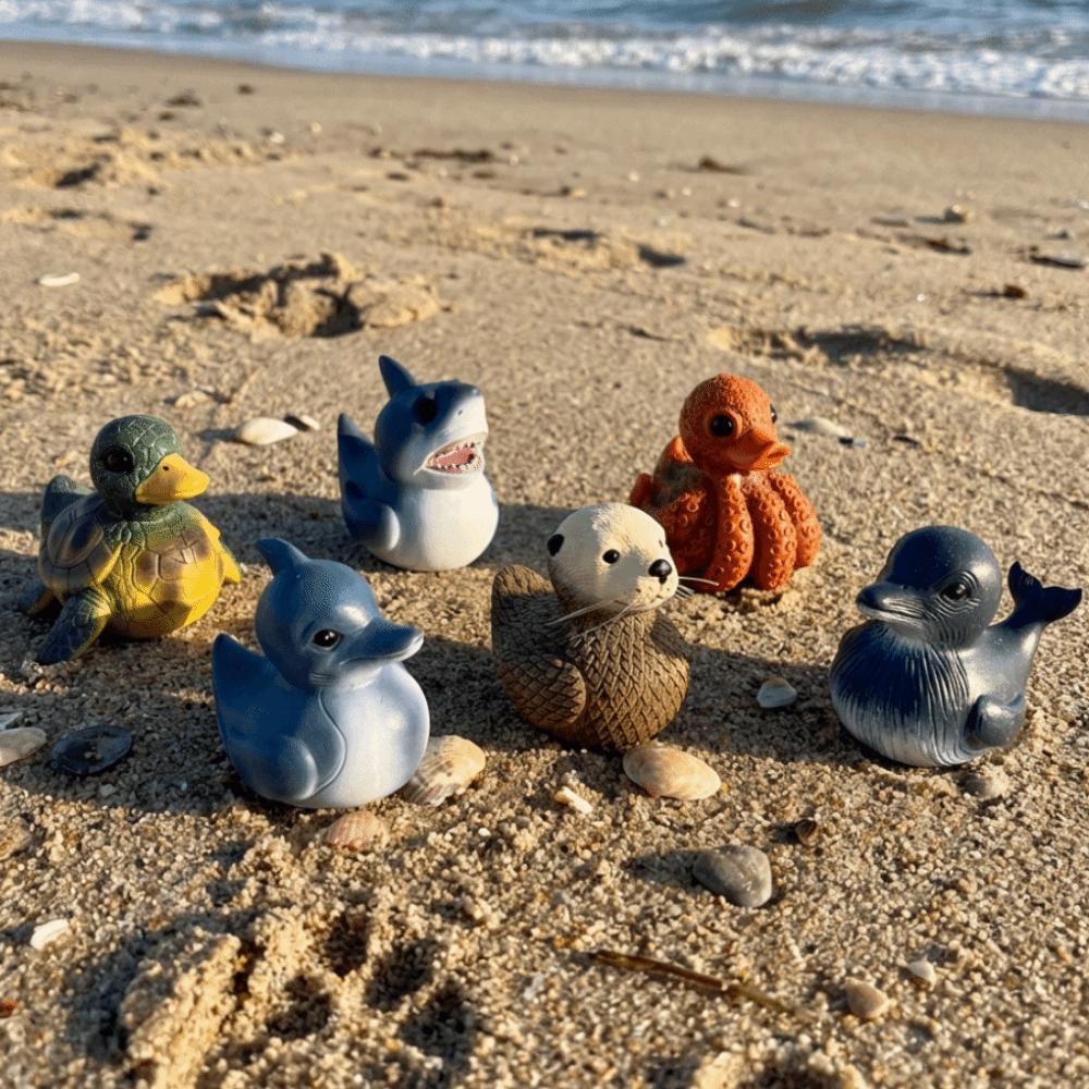 Seal Marine Organisms Statue Dolphin Shark Turtle Duck Figure Devilfish Whale Sea Creature Duck Desktop Ornament Entryway Decor