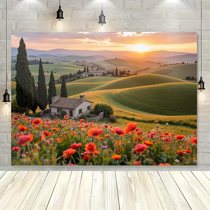 2D Italian Countryside Farmhouse Backdrop Photography Background Banner