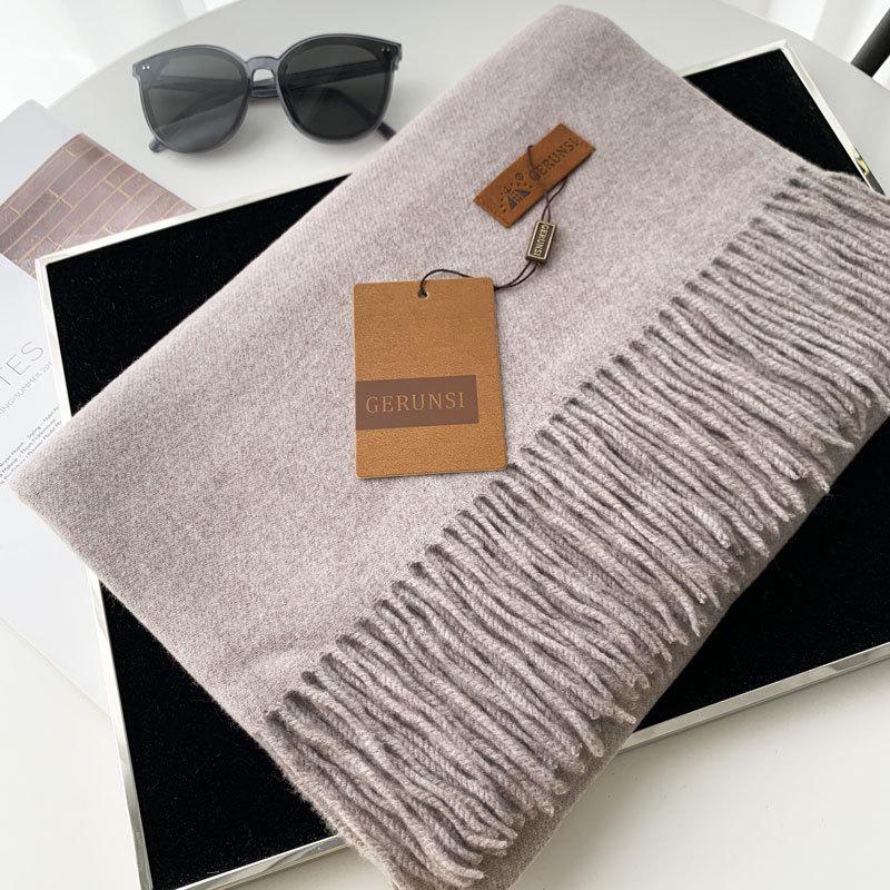 Cashmere Hand Feel Autumn And Winter Solid Color Scarf Women'S Thick Tassel Simple And Versatile Soft And Warm Imitation Cashmere Shawl