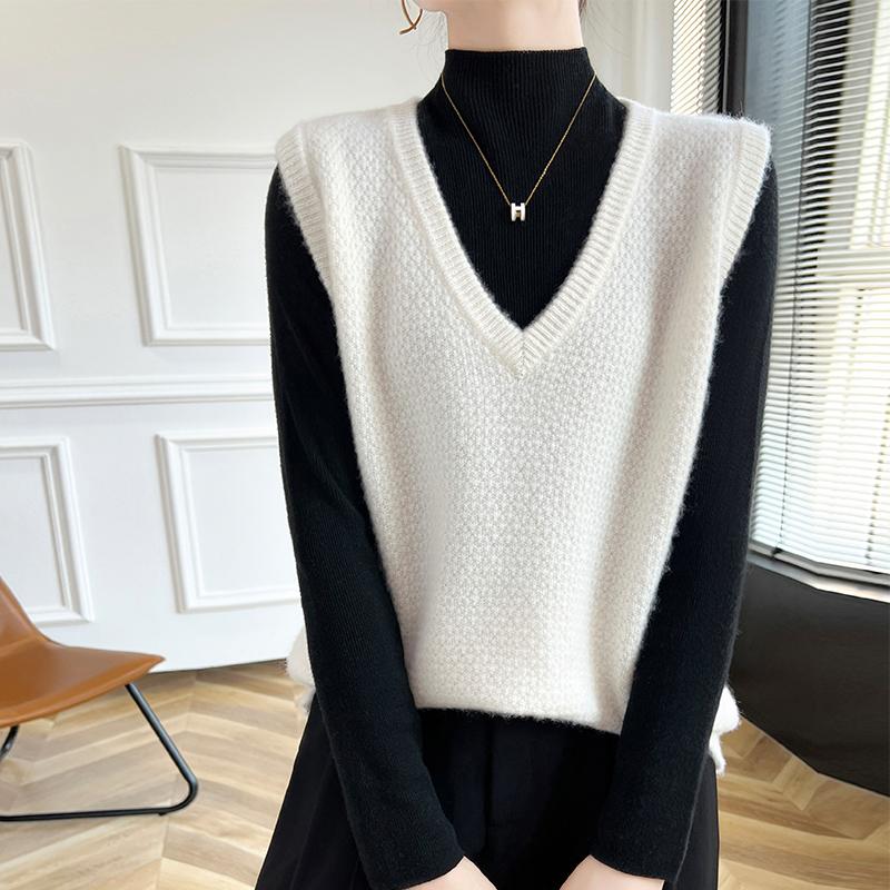 Женский кашемировый жилет Qinghe Cashmere 30% кашемир 70% шерсть осенне-зимний кашемировый жилет мягкий и теплый