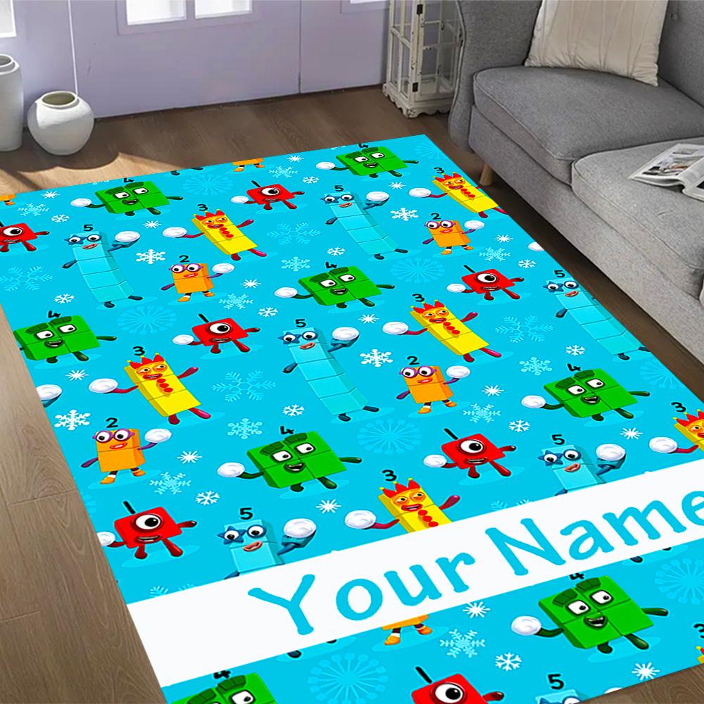 Number Blocks Winter Fun Customizable Name Floor Rug Office Rug Design for Playrooms Bedrooms Entryway Outdoor Anti-slip Rug Office home decor