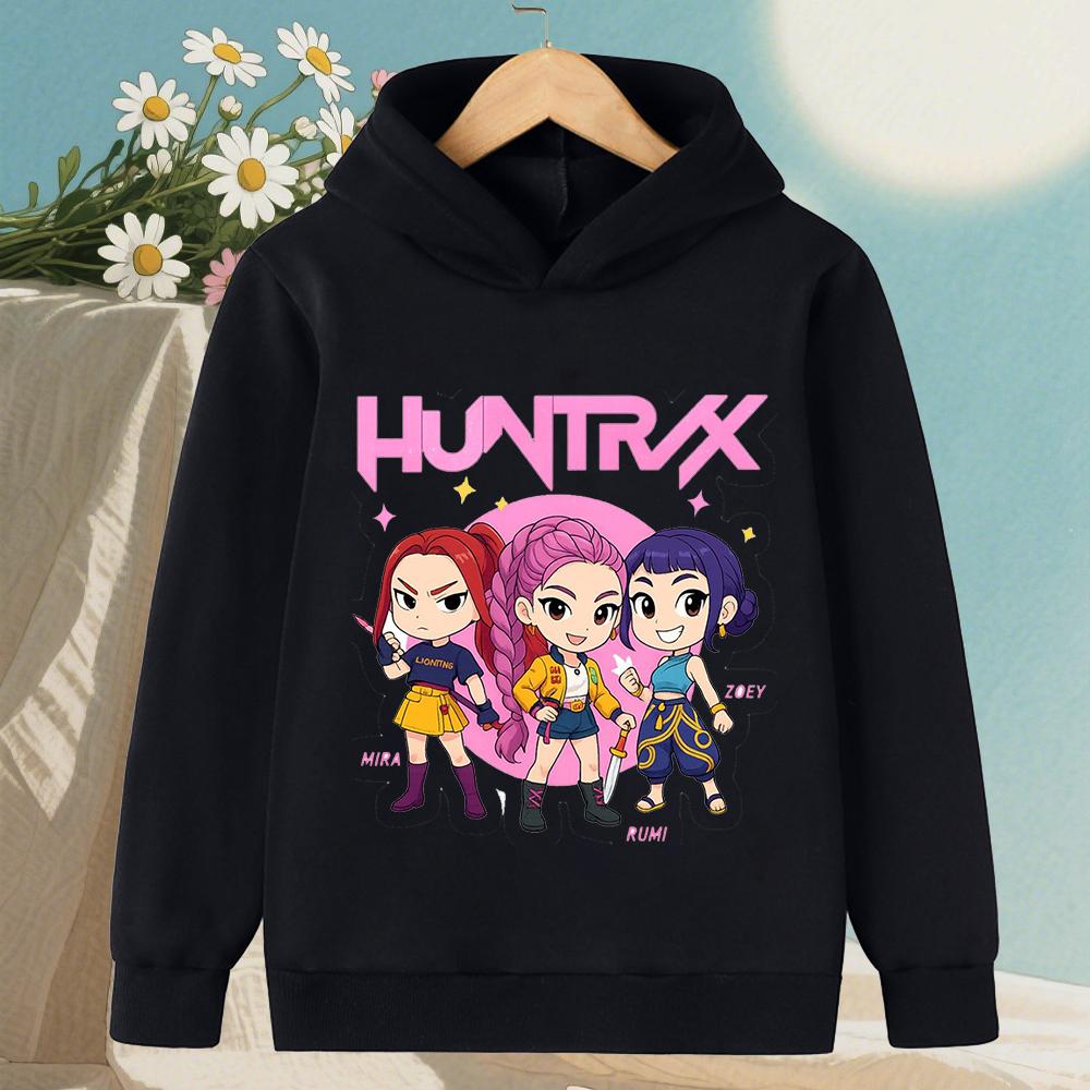 Мягкая детская толстовка, Huntrax, милые чиби-девочки, мультяшный принт, пуловер, свитшот, осенне-зимний спортивный топ с длинным рукавом для детей, повседневная одежда