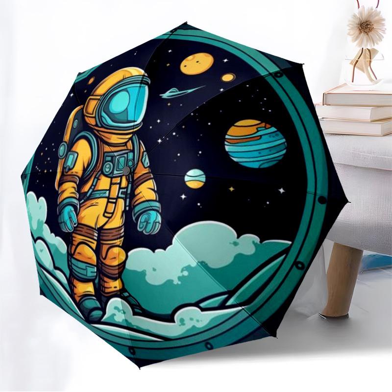 1pc Astronaut, Space Exploration Automatic Open/Close Umbrella, Folding Compact Umbrella with Lightweight Design for Women/Men yy251011092