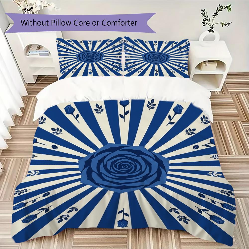 Rose Pattern Bedding uilt Set uilt Cover Pillowcase Home Decoration Birthday Gift (1 * duvet cover + 2 * pillowcase  without core)54