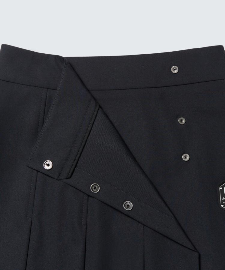 Chil Cb [Ploby]Pleated Midi Wrap Skirt.
