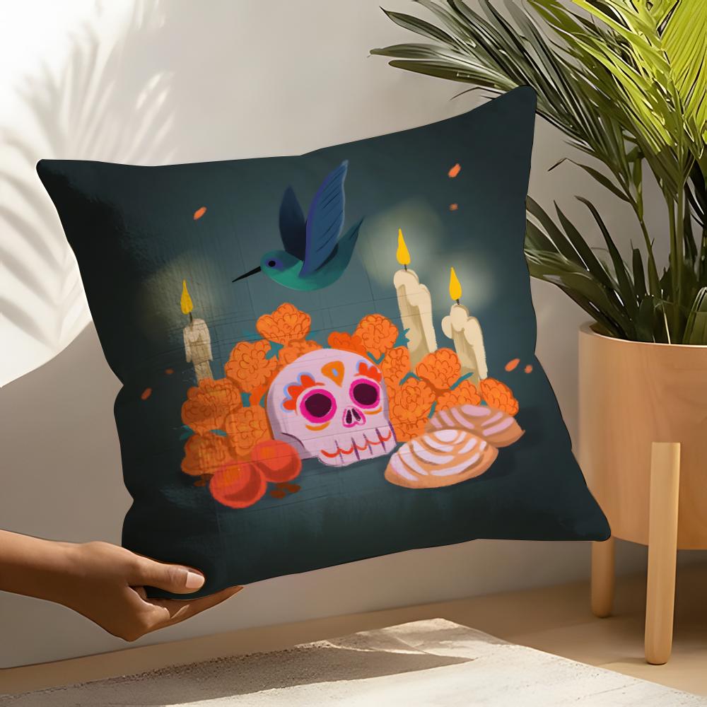 Festival DDia de Muertos  Pillow Case Linen Cushion Covers For Decorative Sofa Home Pillows Case Car Chair Pillows Cases