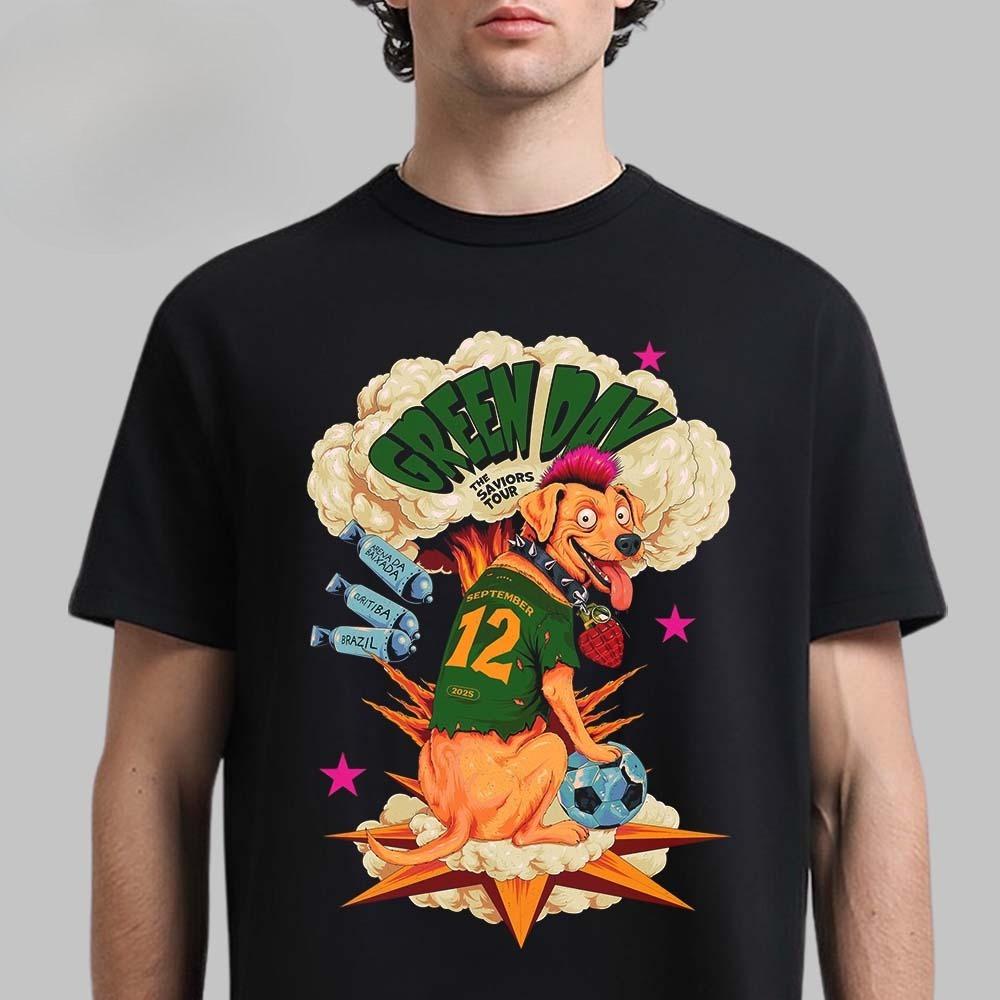 Новая футболка Green Day Riot Fest 2025 в Чикаго, Иллинойс, 21 сентября 2025 г. The Hot Dog Забавное искусство Двусторонняя футболка