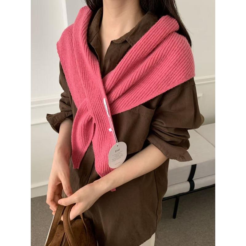 Early Autumn Atmosphere Knitted Large Version Triangle Scarf Dual Purpose Shawl Scarf All In One Versatile Neck Protection Hat for Women