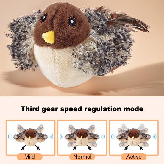 Игрушка для кошек «хлопающая птица» Интерактивная имитация щебечущей птицы Игрушка для кошек с USB-перезаряжаемой плюшевой птицей и дистанционным управлением для домашних кошек