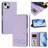 Happy Heart Pattern Magnetic Closure Vegan Leather Phone Case With Wrist Strap For iPhone Shockproof Protective Cover