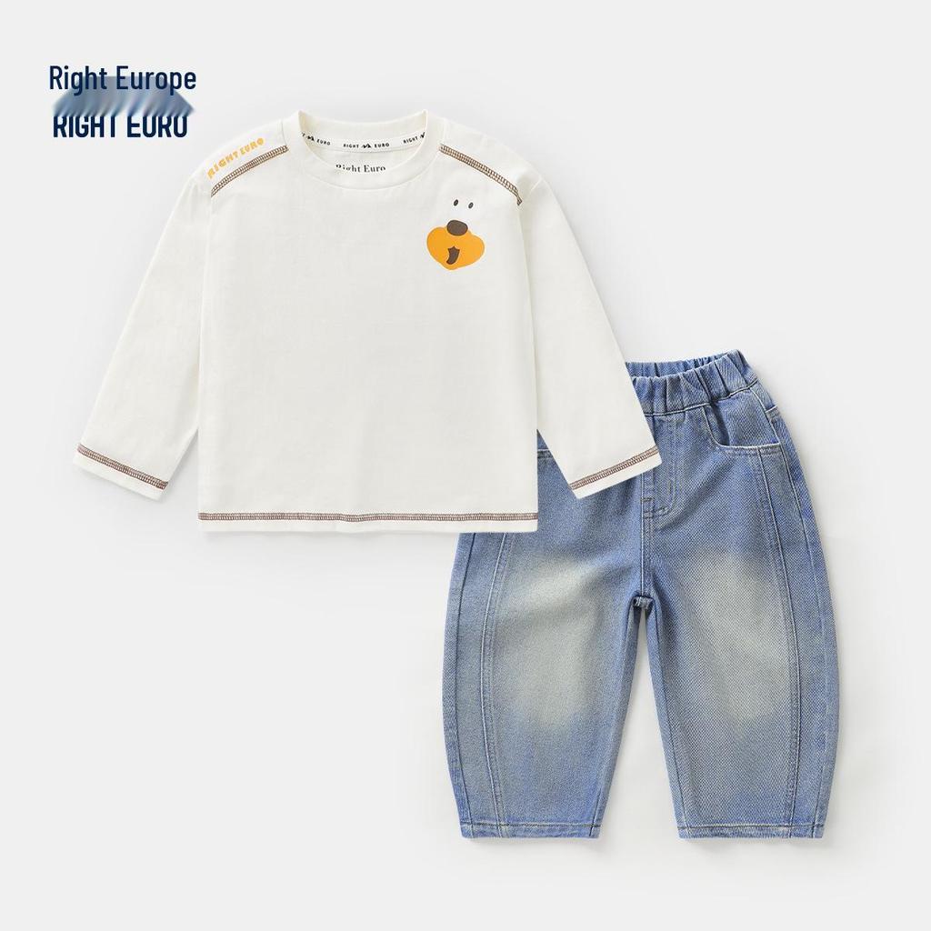 2026 Boys' Pure Cotton Long-Sleeve T-Shirt - Spring & Autumn Trendy Base Layer