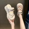 Модные босоножки на танкетке с каблуком 8 см, женские, повседневные, для улицы, женские, летние, с зажимом на пальцы, пляжные шлепанцы, для ходьбы, массивные туфли, женщина