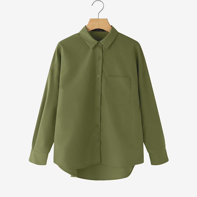 ZANZEA Женская повседневная свободная блузка с отложным воротником и длинным рукавом