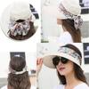 Summer Wide Brim Outdoor Riding Anti-UV Sun Hat Floral Print Caps Sun Visor Hat Beach Cap