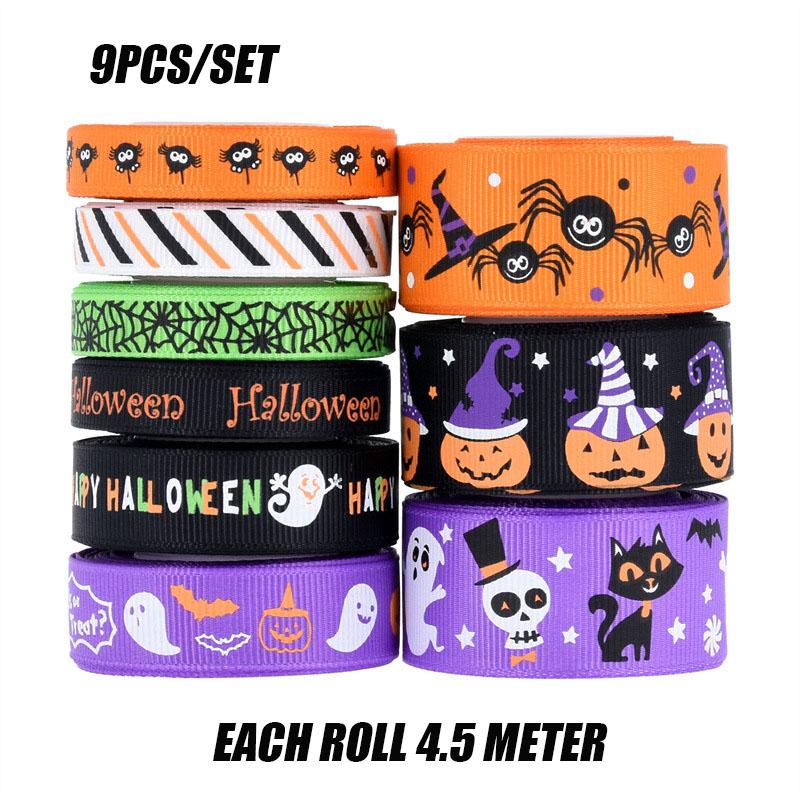 5/10 ярдов 10/15/25 мм хэллоуин украшения Grosgrain лента напечатанная хэллоуин лента для свадьбы рождественское украшение DIY обертка