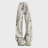 2024 Women's Autumn Leopard Print Wide-Leg Jeans - Trendy American High Street Style