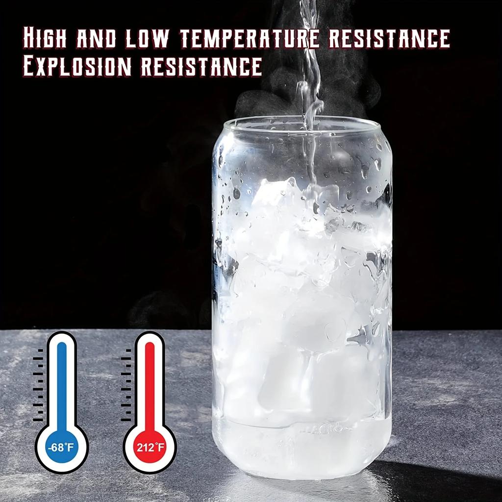 4 шт. 16-унциевых стеклянных стакана в форме банки с бамбуковыми крышками и стеклянными трубочками, идеально подходят для холодного кофе, подарок на день рождения, коктейльная стеклянная посуда для напитков