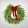 16 Inch Real Touch Norfolk Pine Christmas Wreath for Front Door Faux Cedar Greenery Wreath with Pine Cones And Bows for Wall Window Farmhouse Outdoor