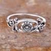 Vintage Silver Color Flower Carved Ring for Women Party Wedding Party Jewelry Birthday Gift