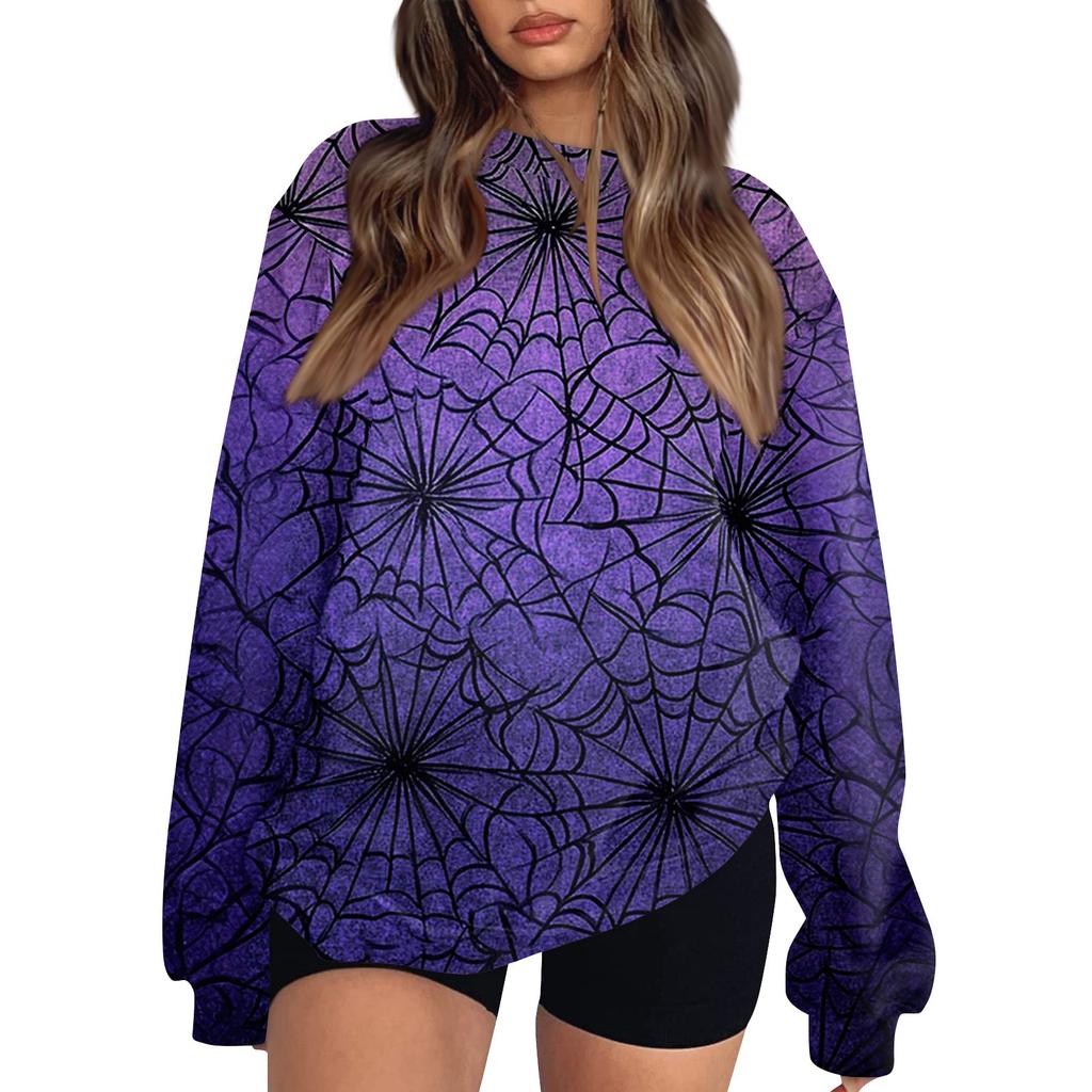 Женский модный повседневный свитшот с длинным рукавом и принтом на Хэллоуин