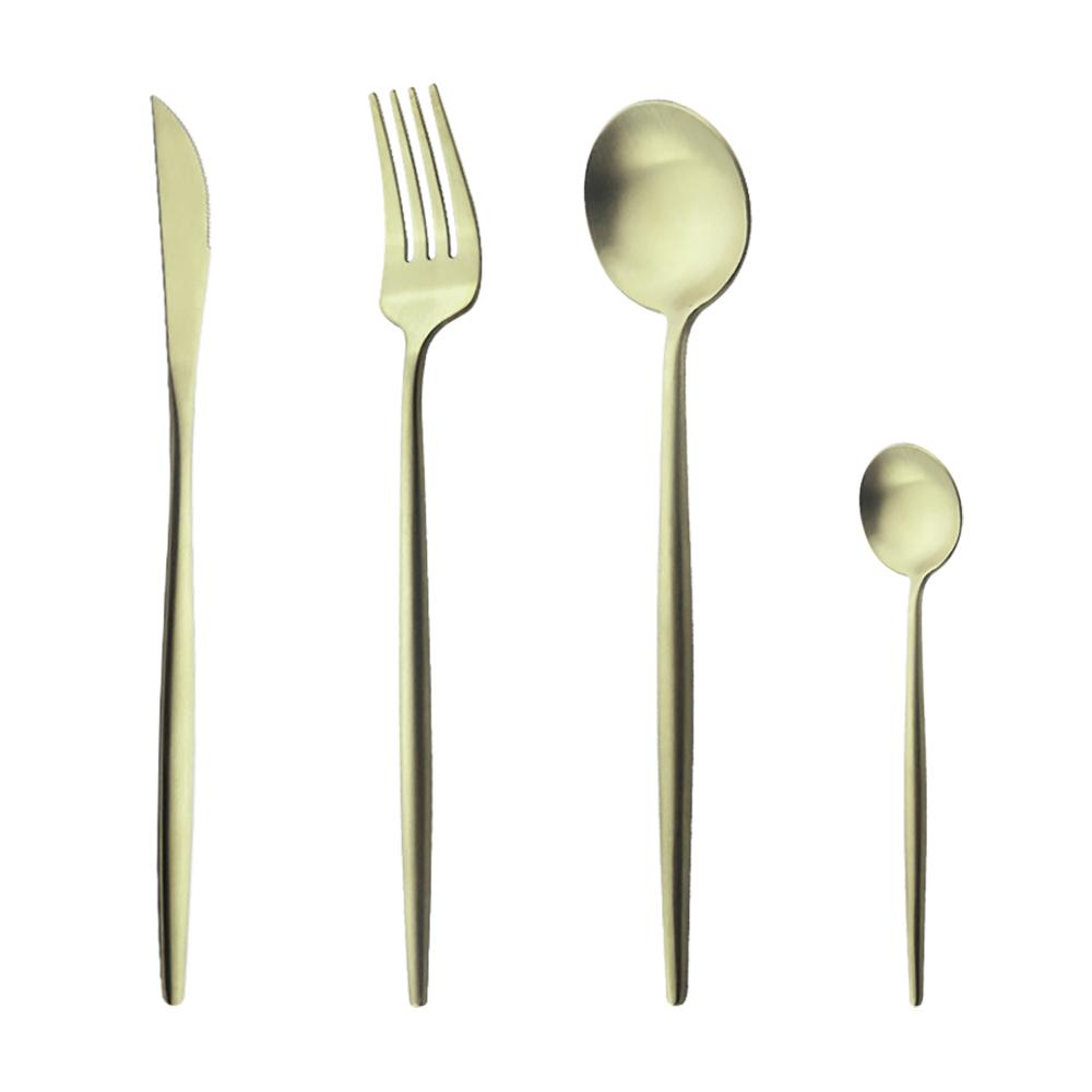 Матовый серебряный набор столовой посуды из нержавеющей стали 18/10, набор столовых приборов с круглой ручкой, вилка, нож, ложка, набор столовых приборов, набор кухонного серебра
