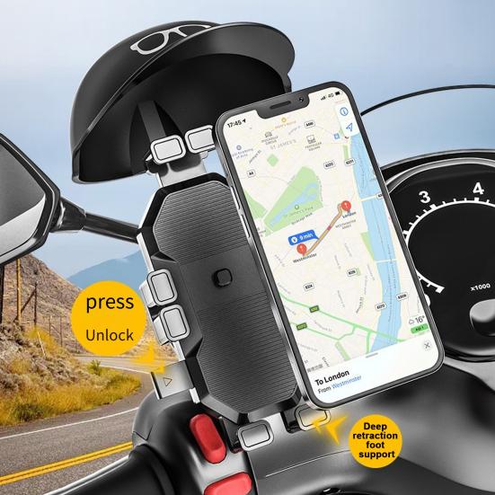 Держатель для мобильного телефона в стиле шлема. Управление одной рукой. Регулируемый угол. Устойчивость к сотрясению. Высокая стабильность. Вращающееся на 360 градусов универсальное крепление для телефона.
