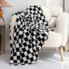 Throw Blanket Checkerboard Design Coldproof Polyester Bedroom Bed Winter Warm Flannel Blanket Sleeping Cover for Daily Use