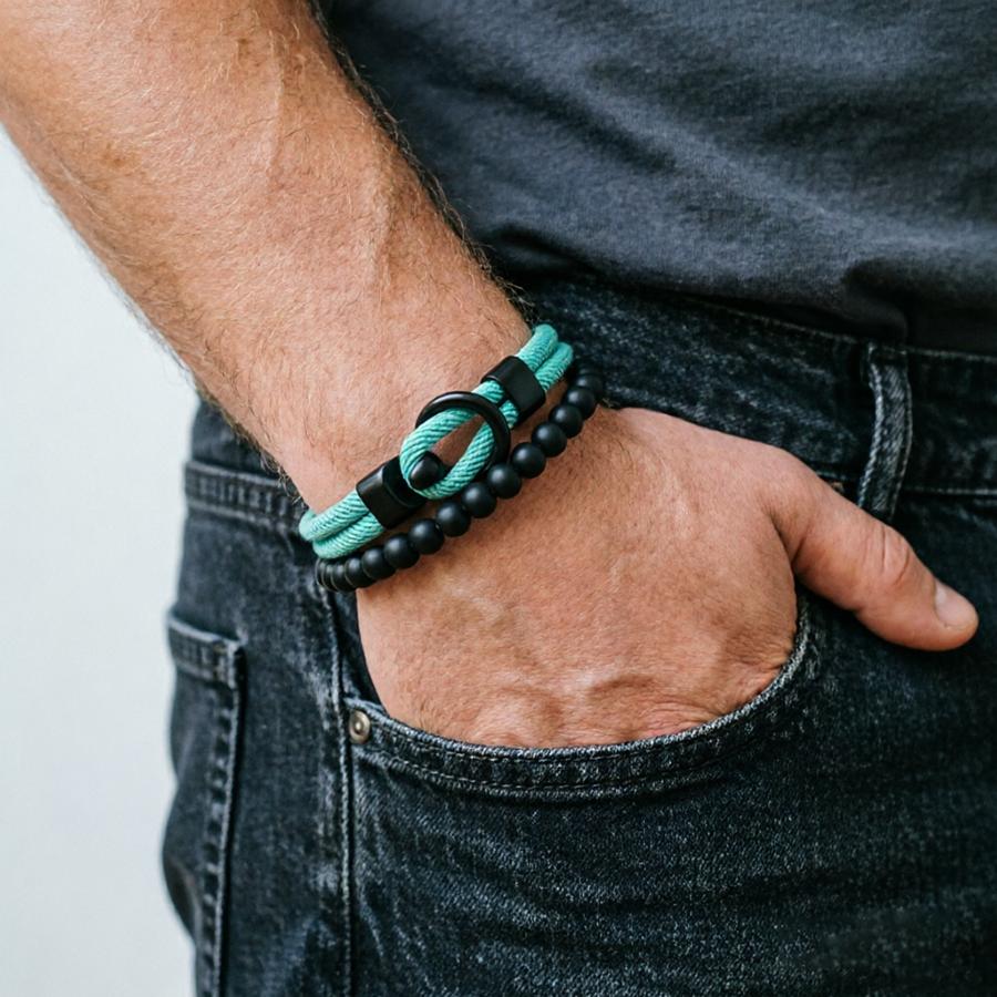 Noter New 2Pcs Men Bracelet Set 10 Color Options Premium Selected 4mm Cord Leisure Versatile Accessories 2 Sizes Available Joias