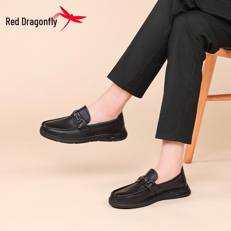 Мужские повседневные мокасины Red Dragonfly из натуральной кожи - 2025 Удобные, из овчины, с мягкой подошвой
