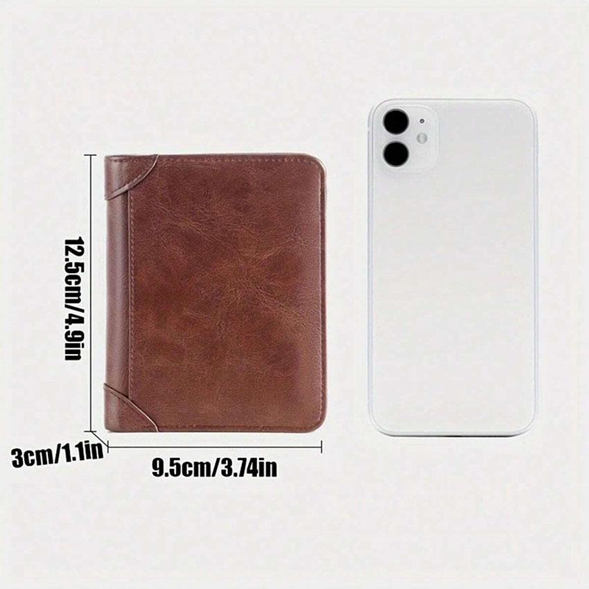 1pc Men's Leather Wallet, Minimalist Vertical Short Business 3 Fold  Credit Card Holder