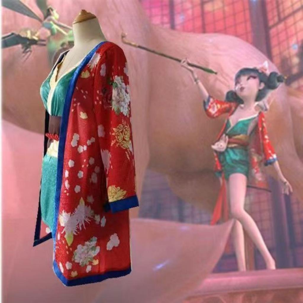 Китайский мультфильм Белая змея Девушка Лиса Демон Косплей Костюм Женщины Ханьфу Маска для вечеринки Короткое платье Кимоно Халаты Цветочный кардиган