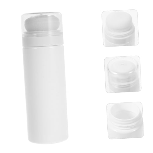 2-Piece Generic Powder Puff Box, Travel-Size Baby Powder Container, Secret Tin, Clean, Portable Powder Puff Bottle, White Plastic, for Powder Storage