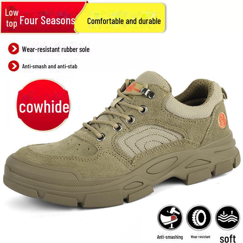 Ботинки сварщика из коровьей кожи со стальным подноском - Защита от ударов, проколов, утепленные, низкие, безопасная обувь для сварщиков.