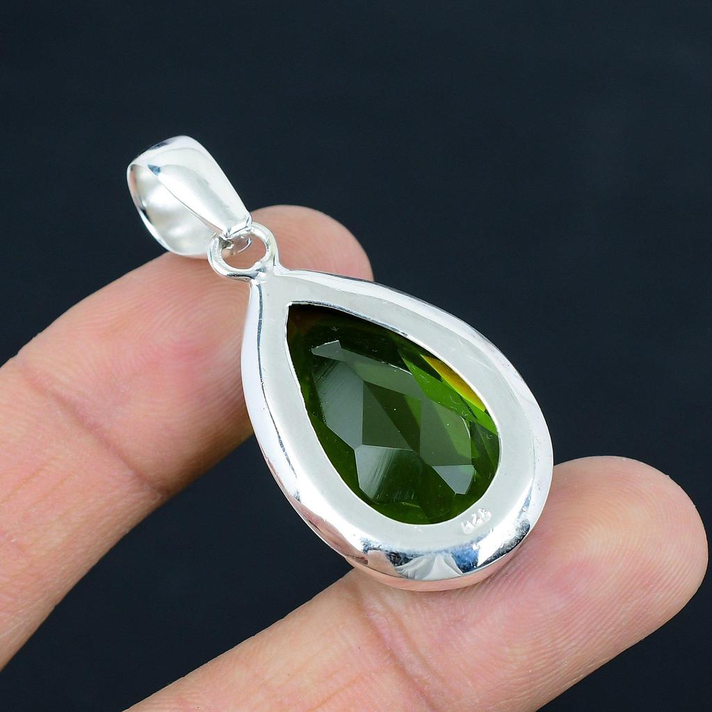 Подвеска из натурального граненого драгоценного камня перидота, серебро 925 пробы, ювелирные изделия-подвески, серебряные подвески ручной работы для подарка, пасхальный подарок